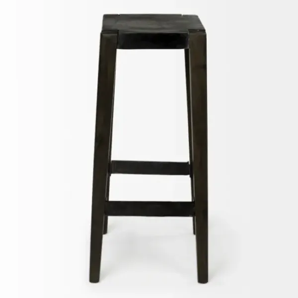 Bar Stools & Counter Height Stools-Kirkland's Home Wood And Metal Bar Stool Black