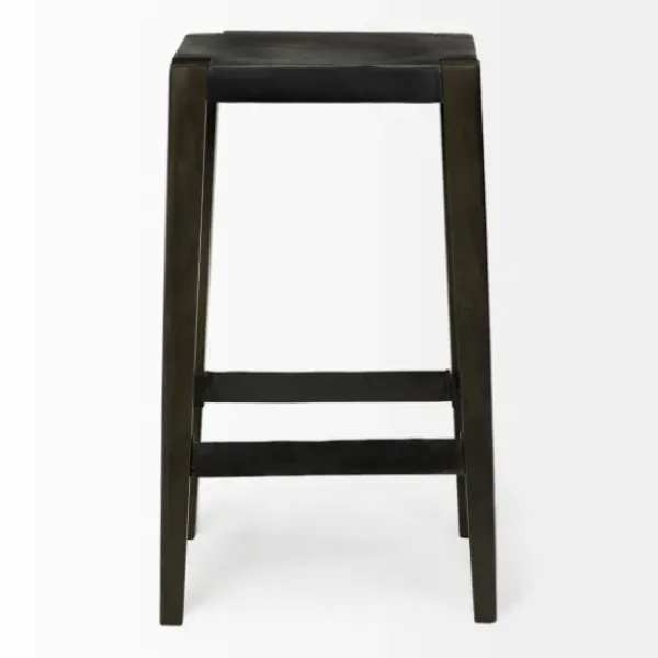 Bar Stools & Counter Height Stools-Kirkland's Home Wood And Metal Bar Stool Black
