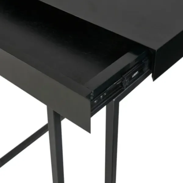 Accent & End Tables-Kirkland's Home Wood And Metal C-Frame Accent Table Black