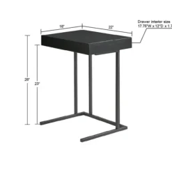 Accent & End Tables-Kirkland's Home Wood And Metal C-Frame Accent Table Black