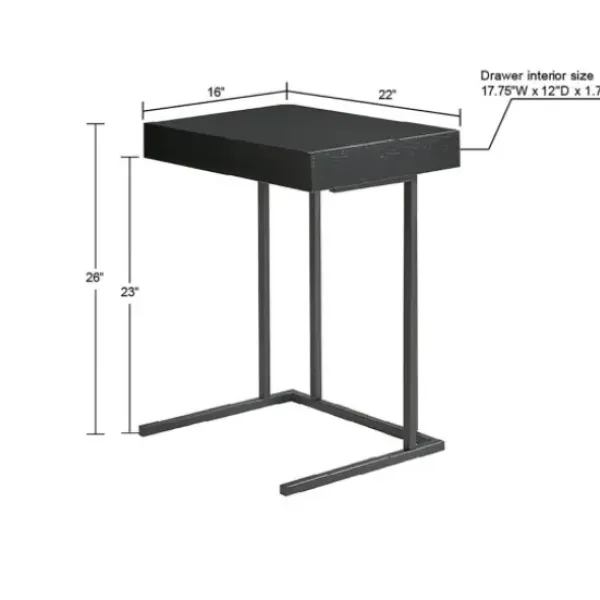 Accent & End Tables-Kirkland's Home Wood And Metal C-Frame Accent Table Black