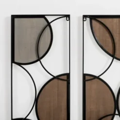 Wall Plaques-Kirkland's Home Wood And Metal Circle Panel Wall Plaques, Set Of 3 Black/Gray/Brown