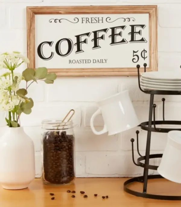 Wall Quotes & Signs-Kirkland's Home Wood And Metal Coffee Framed Plaque White