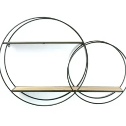 Shelves-Kirkland's Home Wood And Metal Double Circle Wall Shelf