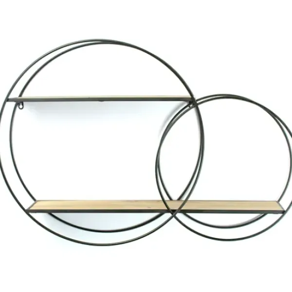 Shelves-Kirkland's Home Wood And Metal Double Circle Wall Shelf
