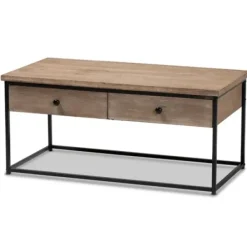 Coffee Tables-Kirkland's Home Wood And Metal 2-Drawer Coffee Table Brown