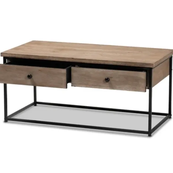 Coffee Tables-Kirkland's Home Wood And Metal 2-Drawer Coffee Table Brown