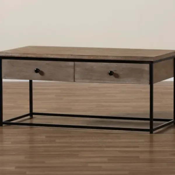 Coffee Tables-Kirkland's Home Wood And Metal 2-Drawer Coffee Table Brown