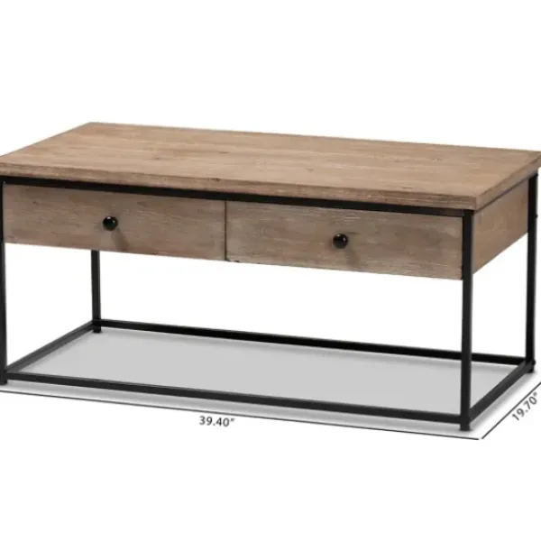 Coffee Tables-Kirkland's Home Wood And Metal 2-Drawer Coffee Table Brown