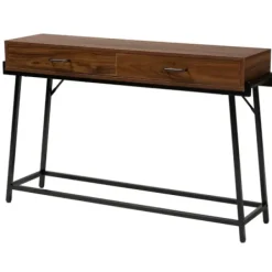 Console Tables-Kirkland's Home Wood And Metal 2-Drawer Console Table Brown