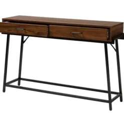 Console Tables-Kirkland's Home Wood And Metal 2-Drawer Console Table Brown
