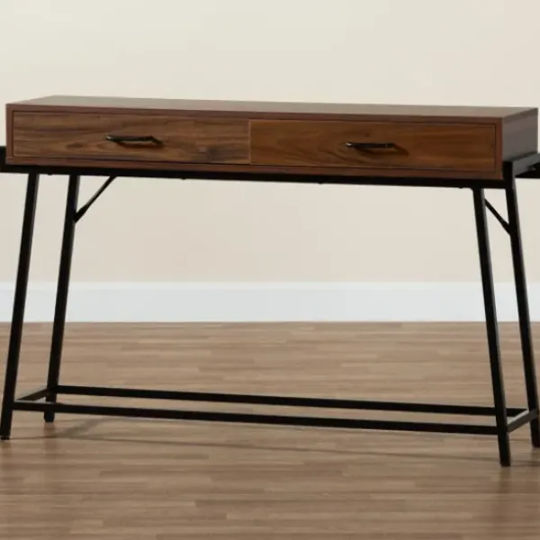 Console Tables-Kirkland's Home Wood And Metal 2-Drawer Console Table Brown