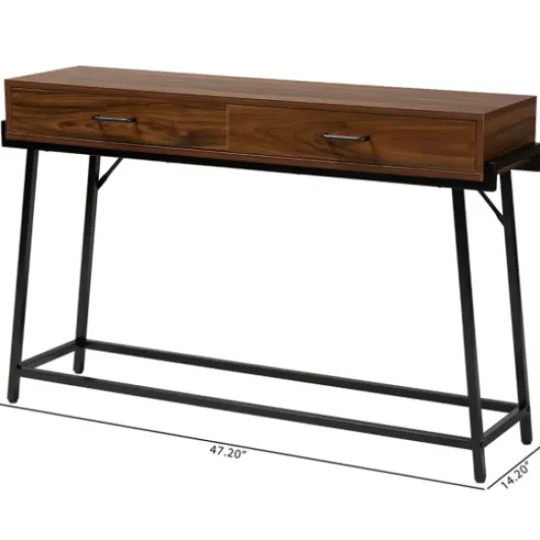 Console Tables-Kirkland's Home Wood And Metal 2-Drawer Console Table Brown