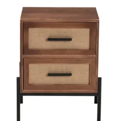 Nightstands-Kirkland's Home Wood And Metal 2-Drawer Nightstand Brown