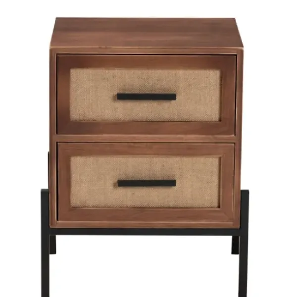 Nightstands-Kirkland's Home Wood And Metal 2-Drawer Nightstand Brown