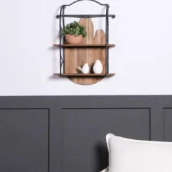 Shelves-Kirkland's Home Wood And Metal Farmhouse Sled Wall Shelf