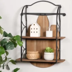Shelves-Kirkland's Home Wood And Metal Farmhouse Sled Wall Shelf