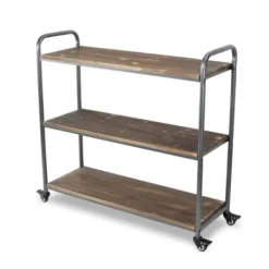 Office Furniture-Kirkland's Home Wood And Metal Frame 3-Tier Rolling Shelf