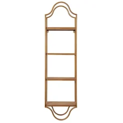Shelves-Kirkland's Home Wood And Metal Gold Wall Shelf