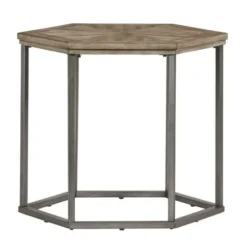 Accent & End Tables-Kirkland's Home Wood And Metal Hexagon Accent Table Gray