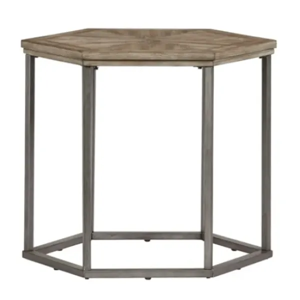 Accent & End Tables-Kirkland's Home Wood And Metal Hexagon Accent Table Gray