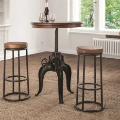 Bar Stools & Counter Height Stools-Kirkland's Home Wood And Metal Kendall Barstool Brown