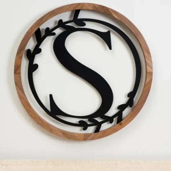 Monogram Wall Decor-Kirkland's Home Wood And Metal Laurel Monogram S Plaque