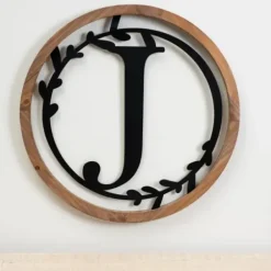 Monogram Wall Decor-Kirkland's Home Wood And Metal Laurel Monogram J Plaque