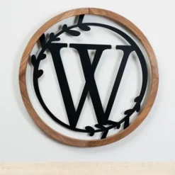 Monogram Wall Decor-Kirkland's Home Wood And Metal Laurel Monogram W Plaque