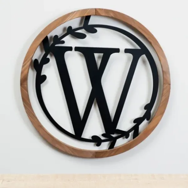 Monogram Wall Decor-Kirkland's Home Wood And Metal Laurel Monogram W Plaque