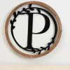 Monogram Wall Decor-Kirkland's Home Wood And Metal Laurel Monogram P Plaque