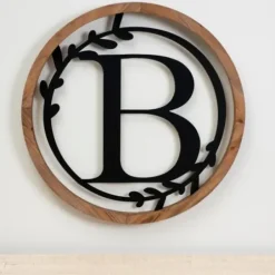 Monogram Wall Decor-Kirkland's Home Wood And Metal Laurel Monogram B Plaque