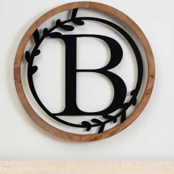 Monogram Wall Decor-Kirkland's Home Wood And Metal Laurel Monogram B Plaque
