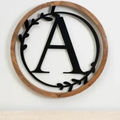 Monogram Wall Decor-Kirkland's Home Wood And Metal Laurel Monogram A Plaque