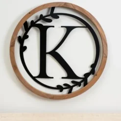 Monogram Wall Decor-Kirkland's Home Wood And Metal Laurel Monogram K Plaque