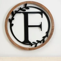 Monogram Wall Decor-Kirkland's Home Wood And Metal Laurel Monogram F Plaque
