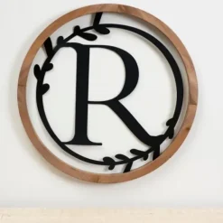 Monogram Wall Decor-Kirkland's Home Wood And Metal Laurel Monogram R Plaque