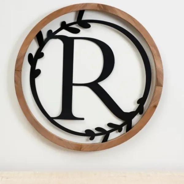 Monogram Wall Decor-Kirkland's Home Wood And Metal Laurel Monogram R Plaque
