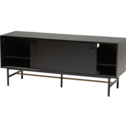 Tv Stands & Media Consoles-Kirkland's Home Wood And Metal Sliding Door Tv Stand Black