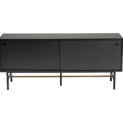 Tv Stands & Media Consoles-Kirkland's Home Wood And Metal Sliding Door Tv Stand Black