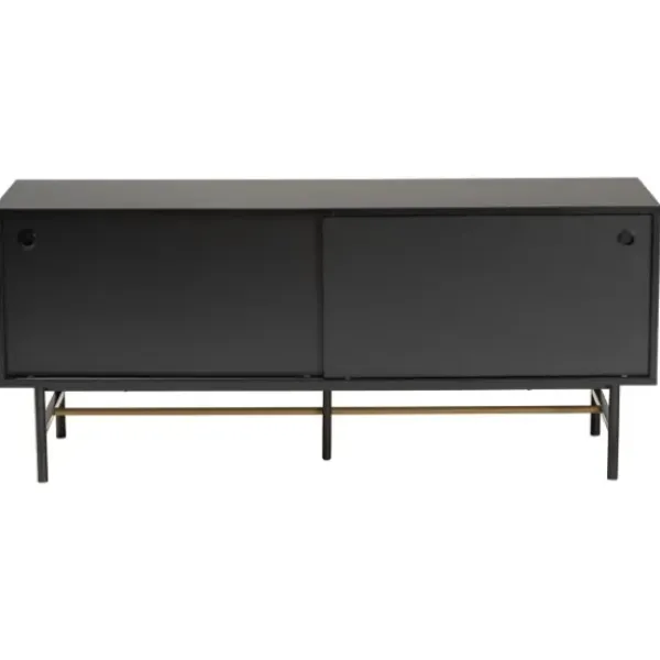 Tv Stands & Media Consoles-Kirkland's Home Wood And Metal Sliding Door Tv Stand Black