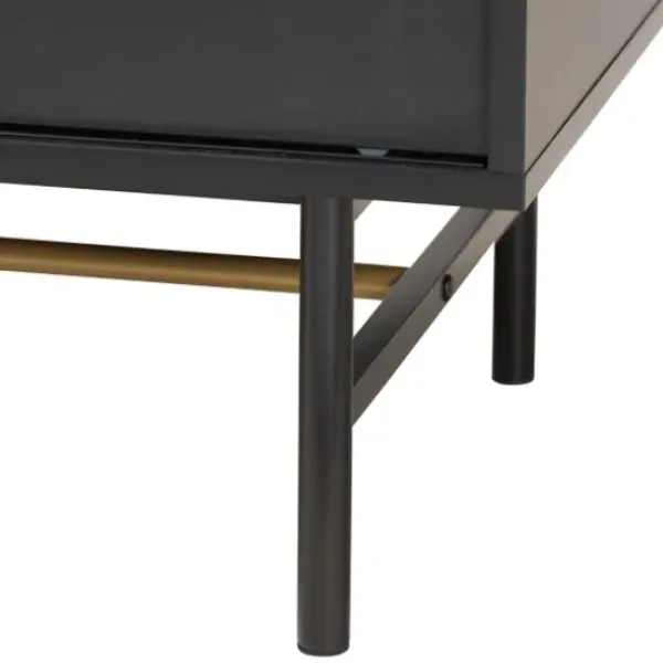 Tv Stands & Media Consoles-Kirkland's Home Wood And Metal Sliding Door Tv Stand Black