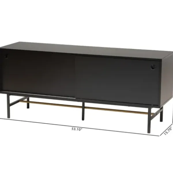 Tv Stands & Media Consoles-Kirkland's Home Wood And Metal Sliding Door Tv Stand Black