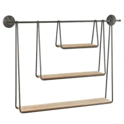 Shelves-Kirkland's Home Wood And Metal Three-Tier Side Modern Wall Shelf
