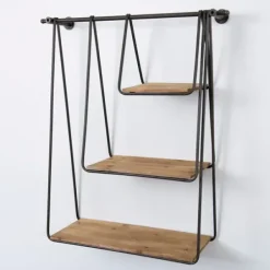 Shelves-Kirkland's Home Wood And Metal 3-Tiered Hanging Wall Shelf