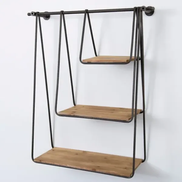 Shelves-Kirkland's Home Wood And Metal 3-Tiered Hanging Wall Shelf