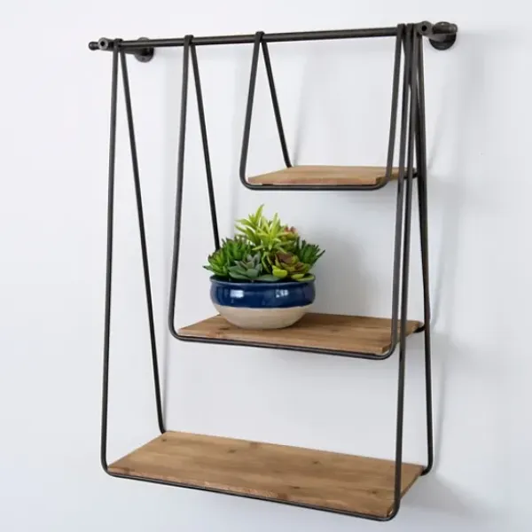 Shelves-Kirkland's Home Wood And Metal 3-Tiered Hanging Wall Shelf