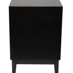 Nightstands-Kirkland's Home Wood And Natural Rattan Drawer Nightstand Black
