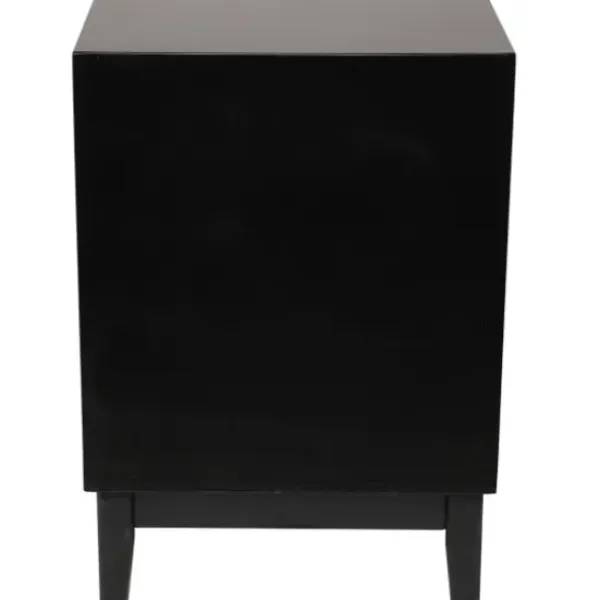 Nightstands-Kirkland's Home Wood And Natural Rattan Drawer Nightstand Black