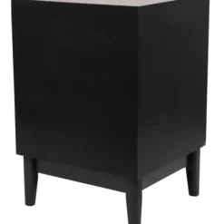 Nightstands-Kirkland's Home Wood And Natural Rattan Drawer Nightstand Black
